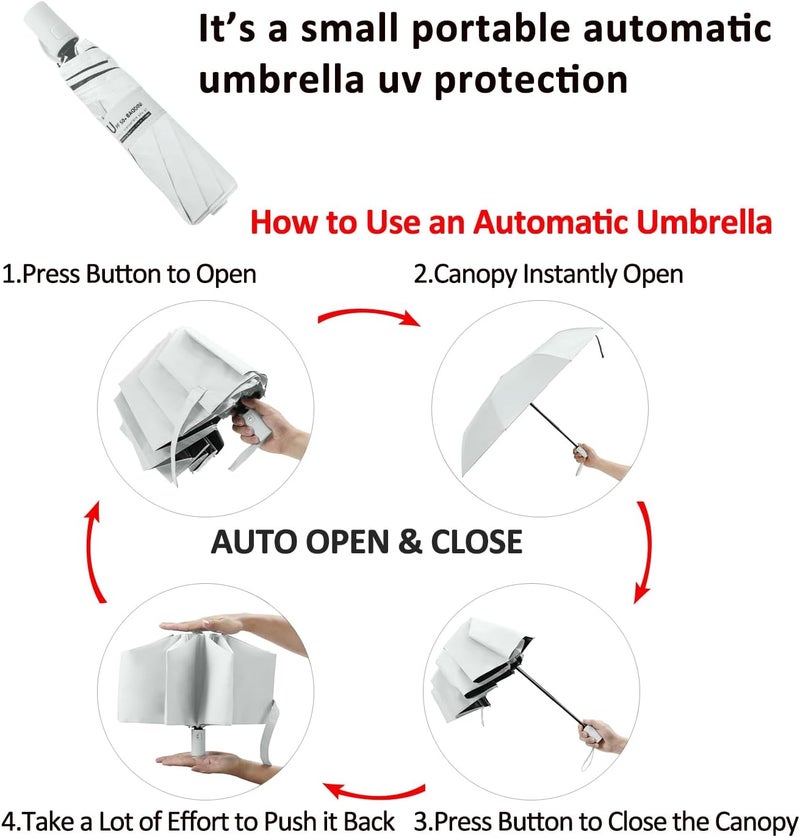 BAODINI Small UV Protection Travel Umbrella Compact for Rain and Sun UPF 50+ Windproof Portable 42 inch Umbrella for Women and Men - Image 4